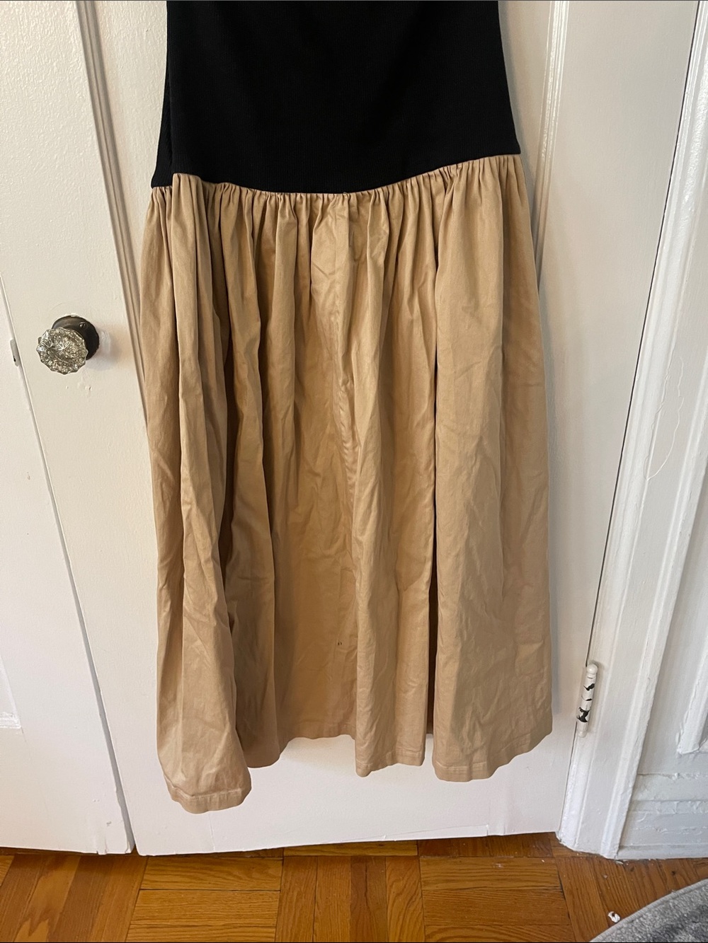 Anthropologie Tan Gathered Drop Waist Midi Halter Dress - Picture 11 of 13